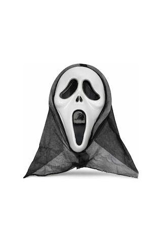 Kapşonlu Çığlık Maskesi Scream Maskesi - Hayalet Maskesi 33x21 Cm Yetişkin