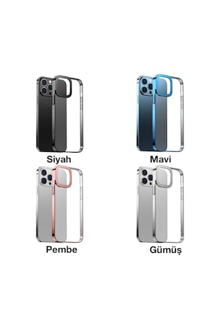 Baseus Glitter Apple Uyumlu iPhone 13 Pro Max 6.7Inç Kilif Renkli Kenar Seffa 522455386