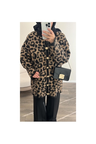 Genel Markalar Niche Kadın Leopar Desenli Uzun Triko Hırka Kahverengi - 692552128 Kahverengi - 692552128 Kahverengi