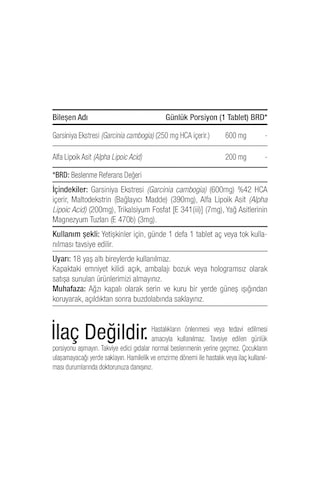 Canfeza Sezgin Metabloc Garsiniya Eki Alfa Lipoik Asit