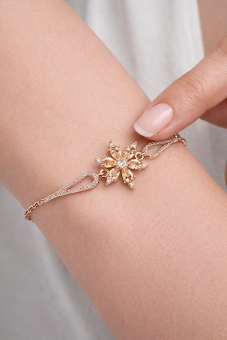 Çekirdekjewelry 925 Ayar Gümüş Şampanya Taşlı Bileklik Pembe