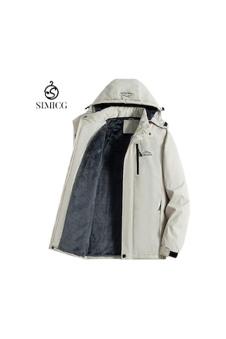 Sonbahar Ve Kış Kalınlaştırılmış Sıcak Rüzgar Geçirmez Pamuklu Erkek Ceket Beyaz