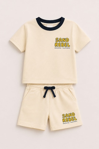 Monila Erkek Çocuk Pamuklu Bisiklet Yaka Baskılı T-shirt Ve Şort Alt Üst Takım Taş