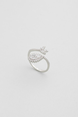 Zambak Işıltısı 18 Ayar Beyaz Altın Kaplama Gümüş Yüzük Beyaz