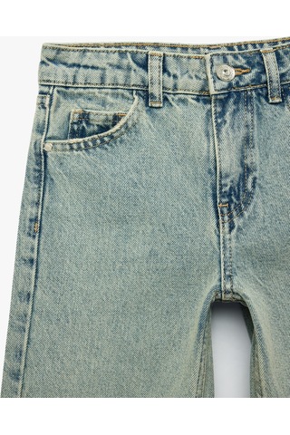 Koton Pamuklu Geniş Paça Denim Pantolon Lıght Indıgo 7wkg40016ad Açık Mavi