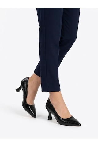 Asmi Shoes Kadın Flora Siyah Kroko 6 Cm İnce Topuklu Stiletto