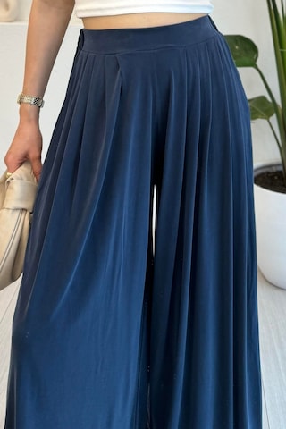 Feela Moda Premium Modal Kumaş Pileli Şalvar Kadın Pantolon 2012 Lacivert