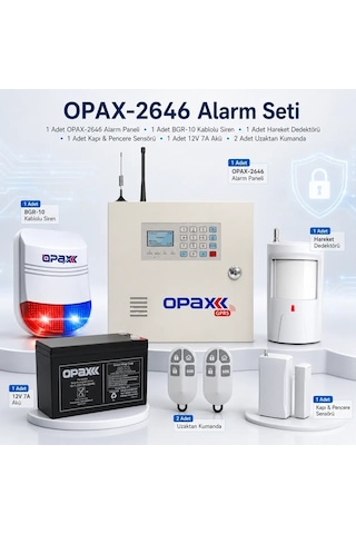 Opax-2646 Bgr-10 Kablolu Sirenli Akülü Gprs/gsm Ev Ve İşyeri Alarm Seti