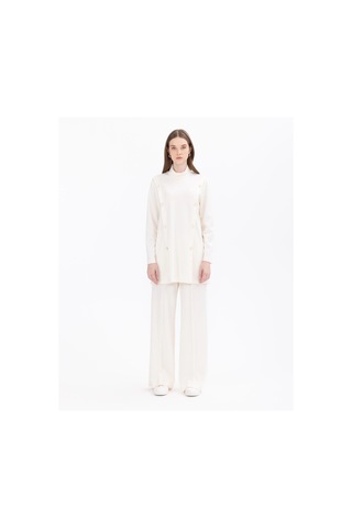 Scl Hakim Yaka Düğmeli Ekru Kadın Tunik 2321201001 Ekru