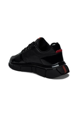 Solazer 062-26 Cilt Deri Rugan Karışımlı Anatomik Taban Erkek Sneaker Siyah
