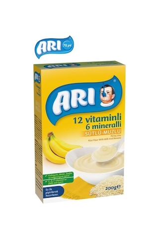 Arı Mama Pirinç Unu 200Gr Sütlü-Muzlu 12 Vitminli 6 Minarelli (3