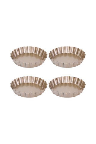 Xurunkeji Tart Kalıbı, 4 İnç Mini Kiş Kalıbı, Çıkarılabilir Tabanlı Yapışmaz Kalıp, Fırında Pişirme İçin Karbon Çelik Altın Turta Kalıbı. 4 Paket Altın