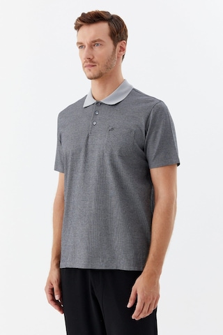 Sabri Özel Siyah %100 Pamuk Regular Fit Jakar Desenli Cepli Polo Yaka T-shirt