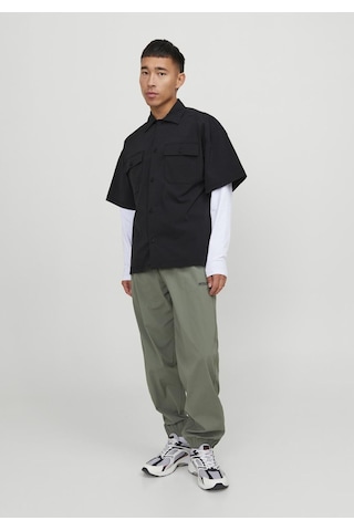 Jack & Jones Erkek Göğüs Cepli Oversized Gömlek - Altitude 12251280 Black Gri