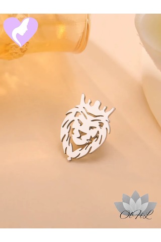 Olfil Broş-mini Aslan Stil Şık Minimalizm 317910621 Gri