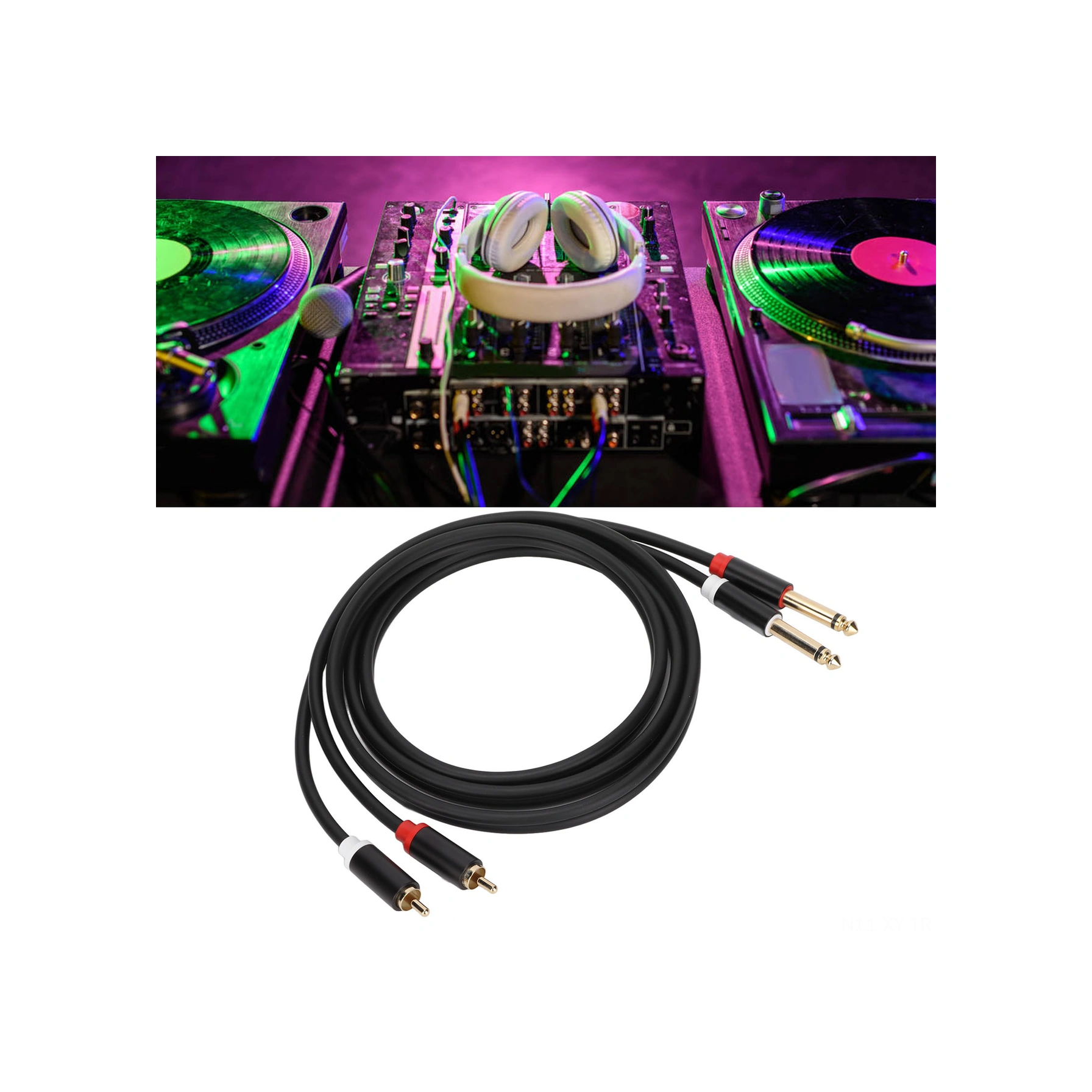 Shineyee 1.5m Pvc Bakır Çekirdekli 6.35mm Çift Rca-erkek Çift Ts 1/4in Mono Ses Kablosu, Cd/dvd İle Mikser-güç Amfi Bağlantısı, Alüminyum Kasa, Çift Katlı Gövde, Altın Kaplı Soket