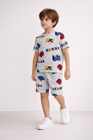 Beka Kids Erkek Çocuk Kısa Kollu Bisiklet Yaka Desenli Pijama Takımı Alt-üst Takım Çok Renkli