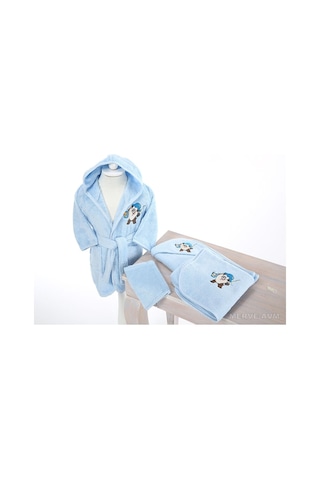 Özdilek Yenidoğan Erkek Bebek Bambu Bornoz Takımı Tazmanya Mavi