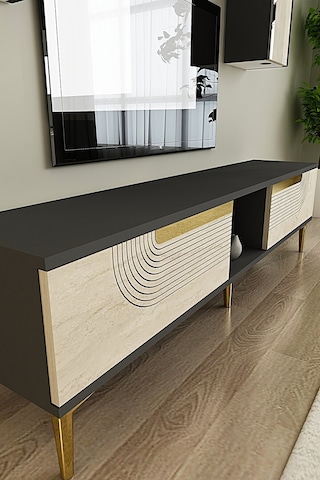 Tvr1502 Meyra Tv Ünitesi Takımı 150cm Antrasit-traverten-gold