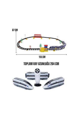 Uzaktan Kumandalı Mıknatıs Bağlantılı Hızlı Tren Seti - 49 Parça Sesli Ve Işıklı 264 Cm Raylı