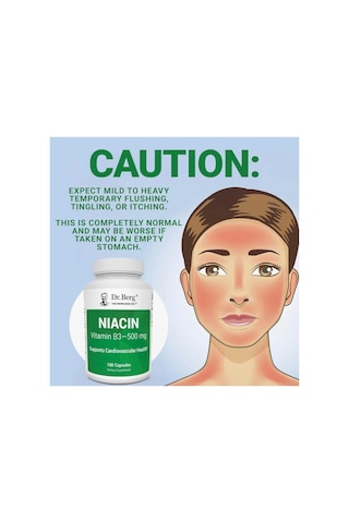 Dr. Berg G Niacin Flush Tolerance 500 Mg Vitamin B3 For Heart Brain & Energy Support 100 Caps