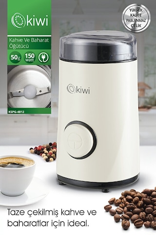 Kiwi 4812 Otomatik Kahve & Baharat Öğütücü Beyaz
