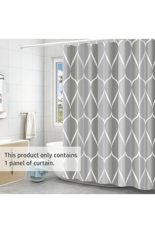 Neevoyu Banyo Su Geçirmez Perde - Kalın Poliester, Gri Renk, 220x200 Cm, 12 Adet Kanca İle Tam Set Gri