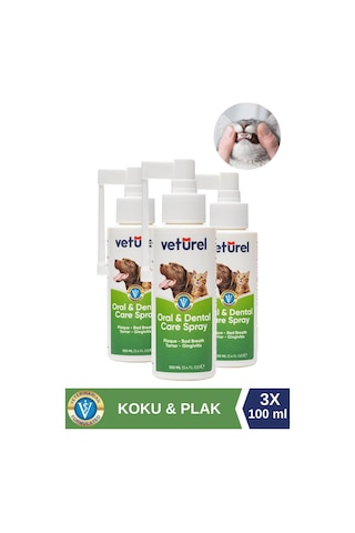 Veturel Günlük Kedi Ağız Kokusu Giderici Diş Eti Yarası Plak Tartar Önleyici 3 x 100 ML