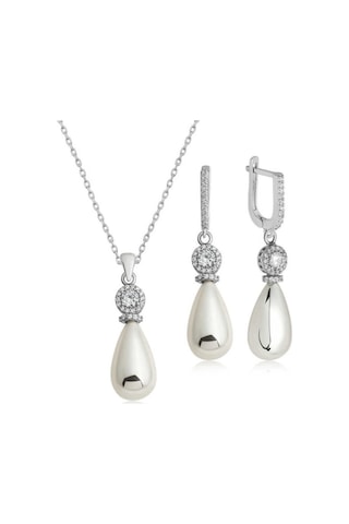 Casera's Gümüş Damla İnci Kadın Set Csr2185533 Gümüş