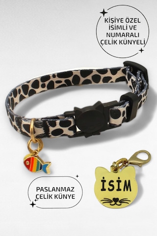 Caramelos Güvenlik Kilitli Kedi Tasması, Isimli Kedi Tasması, Kedi Isimlik, Kedi Künyesi, Safety Click Sb
