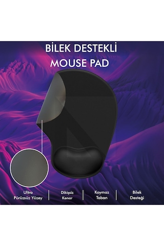 MP01 - Siyah Elips Bilek Destekli Konforlu Kaymaz Taban