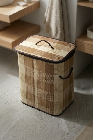 Nordic Dikdörtgen Bambu Sepet - 50 Cm Kahverengi