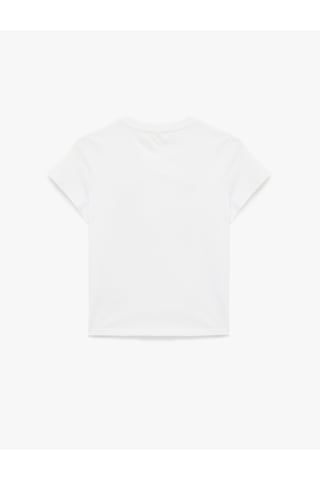 Koton Slim Fit Kısa Kollu Bisiklet Yaka Pamuklu Kiraz Baskılı Tişört Ekru 6sal10076ık Ekru