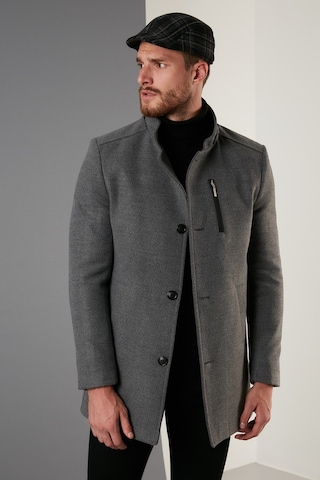 Buratti Slim Fit Düğmeli Dik Yaka Kaşe Erkek Kaban 5840099 Açık Gri