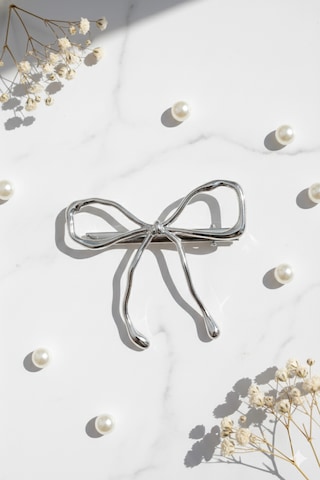 Kurdele Şeklinde Metal Toka, Metal Klipsli Fiyonk Toka Gümüş