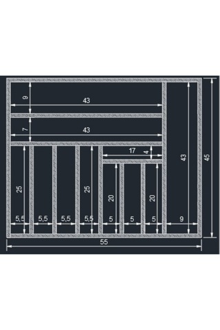55x 45 Cm Ayfiwood Ahşap Kaşıklık Çekmece İçi Yemek Takımı Ve Servis Gereçleri Düzenleyici Organizer