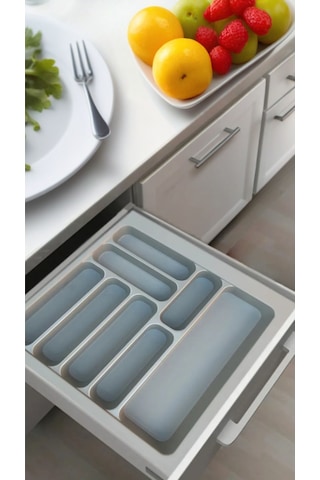 Gri Renk Çekmece Içi Kaşıklık Kepçelik 42x49 Cm 36x40 Ölçülerine Kadar Kesilebilir Gri