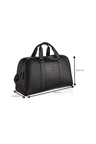 Westpolo Unisex Vegan Deri Seyahat, Spor Çantası - Siyah Siyah