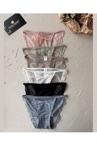 Lucia Japon Style Arkası Tül Saten Kurdele Detaylı Cheeky Külot/s Siyah