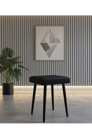 Özcan Metal Metal Ayak Babyface Kumaş Dekoratif Çok Amaçlı Peluş Puf Tabure Bench Koltuk Sandalye Lacivert