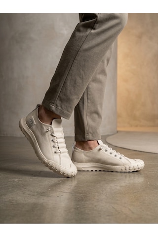 Ba0248 Boa Krem Esnek Bağcıklı Ultra Hafif Nefes Alan Sneaker Ayakkabı