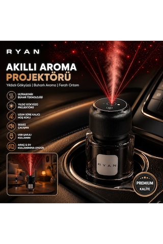 Araç İçi Koku Makinesi Akıllı Aroma Difüzörü Yıldız Projektörlü Buhar Ve Oda Kokulandırıcı Ry-c3