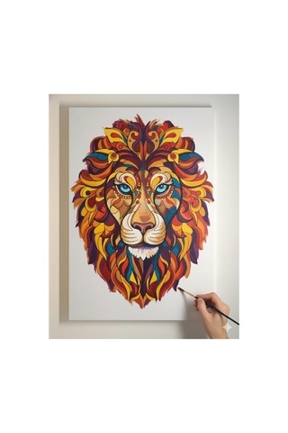 Aslan Tuval 25x35 Resimli Tuval Boyama Seti- 6 Renk Akrilik Boya