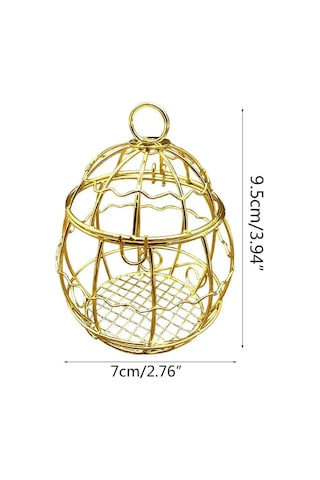 Vkemall Bahçe Kuş Yemleme Aleti, Metal Kuş Kafesi, Zırhlı Kapaklı, Altın Renk, 2 Adet Set, Doğal Kuşları Çağırır