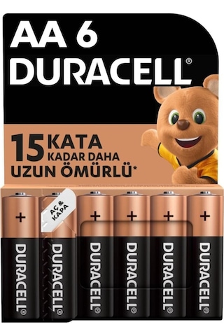 Duracell Alkalin AA Kalem Piller 1.5 V LR6/MN1500 6'lı Paket