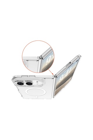 Apple iPhone Uyumlu Duo Kılıf Magsafe Şarj Özellikli Şeffaf Kamera Çerçeveli Uts Pc Kapak