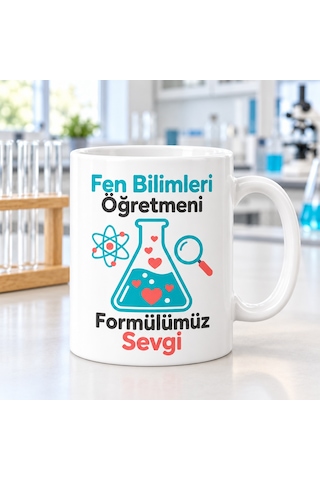Storeşahin Fen Bilimleri Öğretmeni Formülümüz Sevgi Tasarımlı Porselen Kupa - Model 391 Shn0720 Çok Renkli