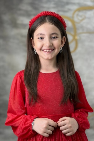 Zarif Simli Kız Çocuk Kırmızı Elbise 001