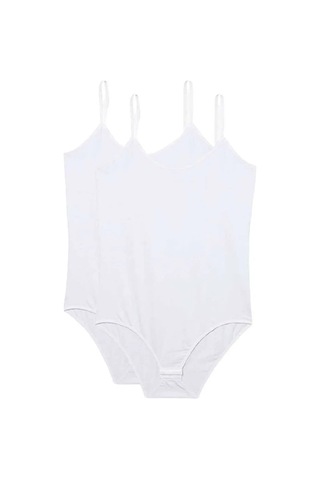 Jenerik 2 Adet İp Askılı Kadın Çıtçıtlı Body Beyaz