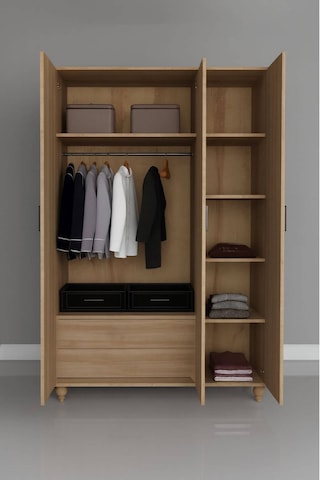 Alin Wood 3 Kapaklı Çekmeceli Genç Odası Dolabı %100 Mdf Rehau Kaplama Kapaklar Ağaç Ayaklar Yüksek Kalite Meşe